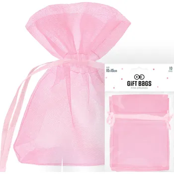 Obraz RŮŽOVÉ ORGANZOVÉ SÁČKY IDEÁLNÍ NA DÁREK , SVATBA , SVATEBNÍ DÁREK 10 Ks