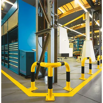 parkovací zábrana Nájezdové ochranné rohy RE 6, z oceli, k umístění uvnitř budov, 60 x 60 x 60 cm, žluto-černé