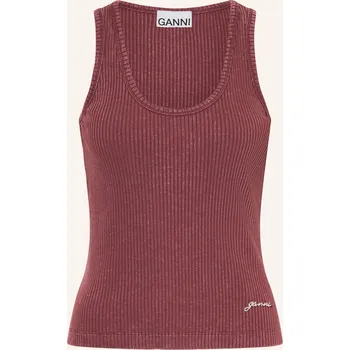 Ganni Dámský Top S Ozdobnými Kamínky, tmavě červená, 34