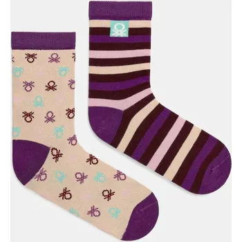 Dětské ponožky United Colors of Benetton 2-pack fialová barva, 6AO30704F 6AO30704F.G.seasonal 44X, vel. 20/24