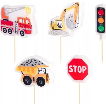 Dortová svíčka SVÍČKY AUTÍČKA AUTA DEKORATIVNÍ NA DORT K NAROZENINÁM 5ks