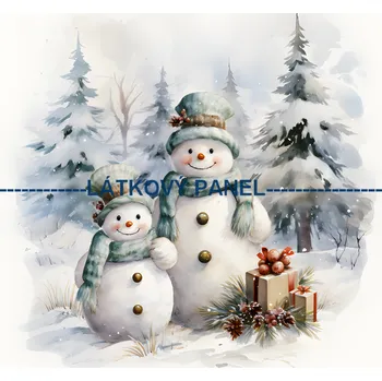 Látkový panel - Sněhuláci - ZIM-12 Velikost: 15x15cm, Materiál: Kočárkovina