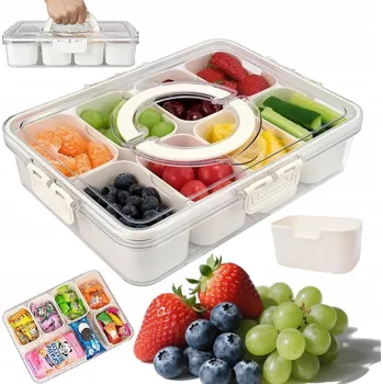 Úložný box Nádoba na ovoce a zeleninu s víkem a 8 malými vyjímatelnými boxy