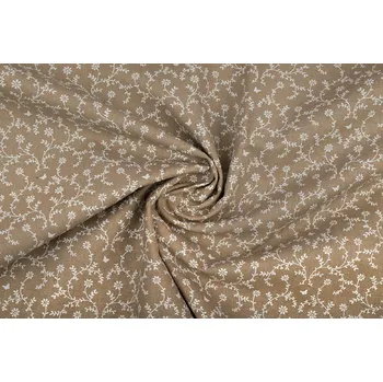 Bavlněné plátno drobné plazivé kvítí na béžové