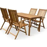 Noela Zahradní dřevěný stůl LUCY + 4x dřevěná polohovací židle Viet
