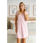 DN Těhotenská a kojící košile 3v1 růžová s bílými kvítky bavlněná Velikost: XL