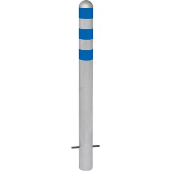 Dopravní značení Protinárazový sloupek pro nabíjecí stanice, z oceli, 800 mm, modré pruhy, k zabetonování