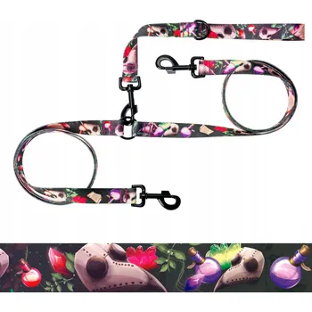 Vodítko pro psa Dvojitá Vodítka pro Malé Psy - Rozdvojka 1,78m, Popruh 1,5cm Ukory BAREVNÉ