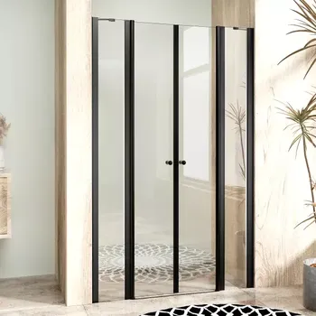 Sprchové dveře BETA LINE II Black 180 Čiré Sprchové dveře dvoukřídlé s pevnými stěnami v rovině