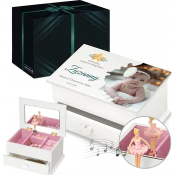 Šperkovnice Šperkovnice na uložení bižuterie Murrano bílá dřevěná s hracím strojkem