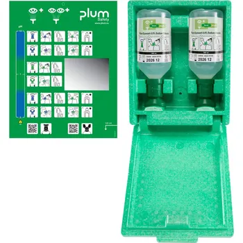 Lékárnička Nástěnný box se 2 láhvemi na vyplachování očí á 500 ml, roztok kuchyňské soli