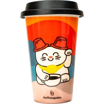 Káva Kaffekapslen | Termohrnek s motivem kočky - 300 ml - Keramický termohrnek 1