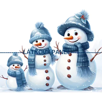 Látkový panel - Sněhuláci - ZIM-11 Velikost: 30x30cm, Materiál: Bavlna