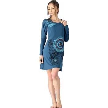 Dámské šaty Bavlněné krátké šaty petrolejové s mandalou Velikost: XXL