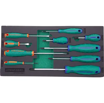 Modul pěnový - šroubováky ploché a křížové, sada 10 ks - JONNESWAY D71PS110KV