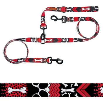 Vodítko pro psa ROZDVOJKA pro dva psy VODÍTKA 1,58 m popruh 2 cm Ukory kosti kostičky