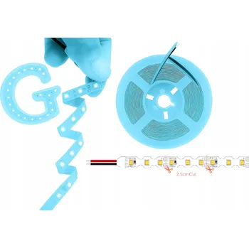 LED osvětlení LED pásek 10m 12V 2835 SMD 8W/m S-Shape 6mm Ledově Modrá / Světle Modrá