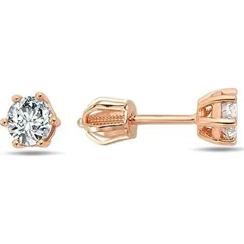 Náušnice Lillian Vassago Zlaté náušnice se zirkonem 4,3 mm, na šroubek LLV98-GER161Š Barva zlata: Růžová