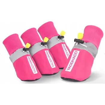 Obleček pro psa BOTY PRO PSA S REFLEXNÍM PASEM A PROTISKLUZOVOU PODRÁŽKOU RŮŽOVÉ XXL