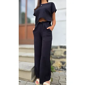 Dámská mušelínová souprava ALLA Black produkt: Crop, VELIKOST: 36-38