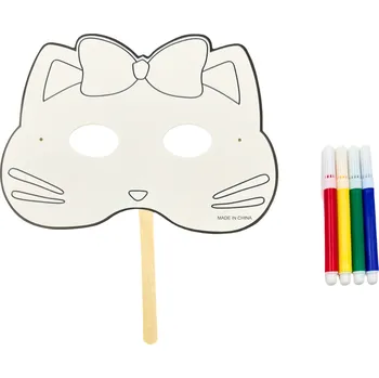 Karnevalová maska DIY maska k vymalování KOČKA 22428-2
