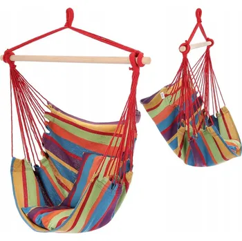 Zahradní nábytek ZAHRADNÍ ZÁVĚSNÉ KŘESLO BRAZILSKÉ HOUPACÍ SÍTĚ HOUPAČKA HAMAKA KOKON + 2 POLŠTÁŘE