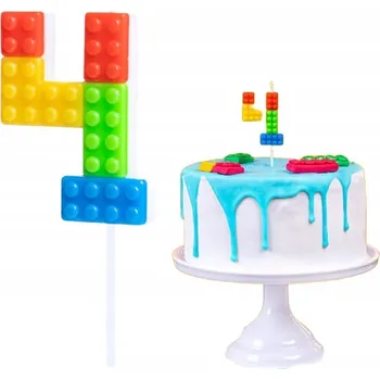 Dortová svíčka BAREVNÁ SVÍČKA KOSTKY ČÍSLICE 4 ČTYŘI DEKORATIVNÍ SVÍČKY NA DORT NAROZENINY