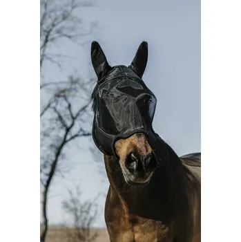 Koňská maska proti hmyzu EQUITHÈME Maska proti hmyzu Anatomic Equithème, s ochranou uší, černá COB