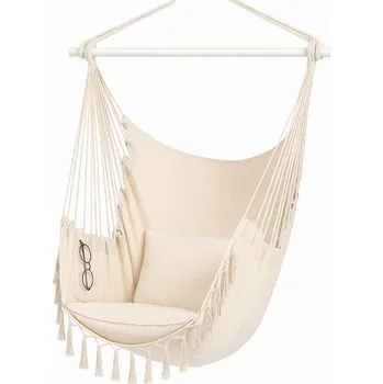 Houpací síť Ekspan Brazilské závěsné křeslo s polštáři a kapsou – 90 cm, nosnost 150 kg Barva: Béžová