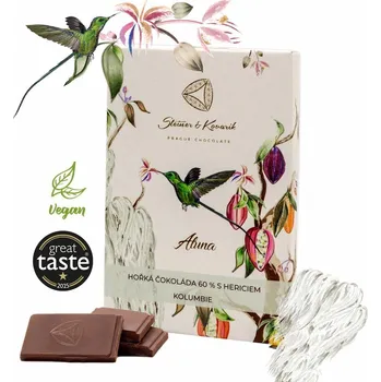 Čokoláda Pražská čokoláda Aluna - hořká čokoláda 60% s Hericiem, 70g