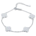 4106 MINET Stříbrný náramek čtyřlístky s bílými zirkony