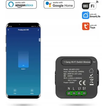 IP kamera Wifi TUYA jednokanálový podomítkový ovladač