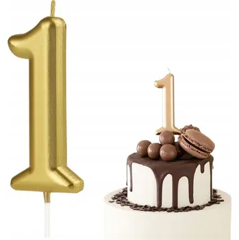 Dortová svíčka Narozeninová svíčka PanTorcik číslice 1 zlatá 10 cm 1 ks