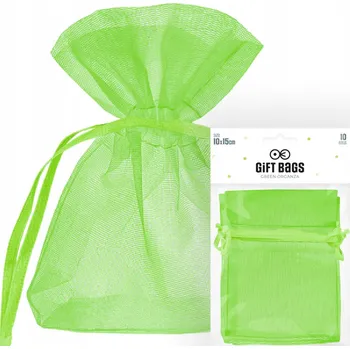 Obraz ZELENÉ ORGANZOVÉ SÁČKY IDEÁLNÍ NA DÁREK , SVATBA , SVATEBNÍ DÁREK 10 Ks