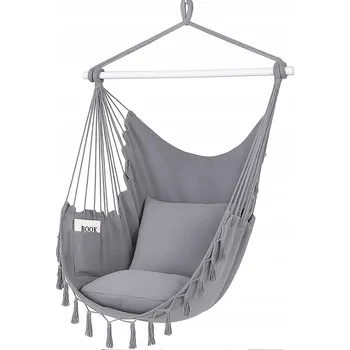 Houpací síť Ekspan Brazilské závěsné křeslo s polštáři a kapsou – 100 cm, nosnost 150 kg Barva: Světle-šedá