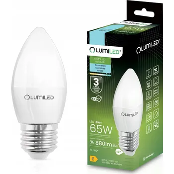 Žárovka LED žárovka E27 SVÍČKA 8W = 65W 880lm 6500K Studená bílá LUMILED