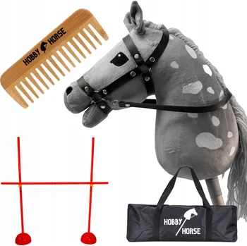 Hobby horsing HOBBY HORSE SADA: KŮŇ NA TYČI A3 + SKOKOVÁ PŘEKÁŽKA 120 CM + HŘEBEN