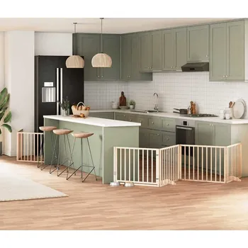 klec pro psa vidaXL Zábrana pro psy s dvířky skládací 6 panelů 480 cm topol [3155569] Barva: Přírodní