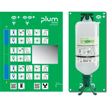 Lékárnička Nástěnný držák s lahví na výplach očí Duo, roztok kuchyňské soli, 1000 ml