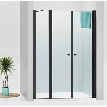 Sprchové dveře BETA LINE Black 110 Čiré Sprchové dveře dvoukřídlé s pevnou stěnou v rovině (80+30)