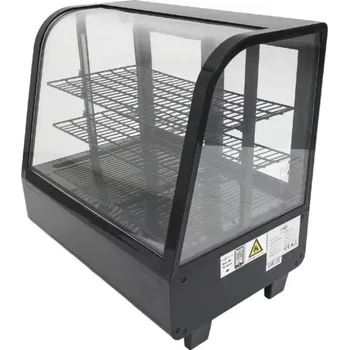 vasegastro Stolní chladicí vitrína 100 l – černá | obloukové sklo, LED osvětlení, 2 nastavitelné police