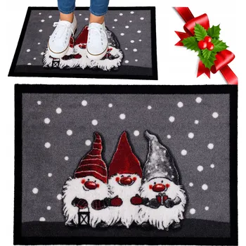 Hanse Home Vánoční rohožka před dveře dekorativní 40x60 cm - SKŘÍTCI šedá 60 cm