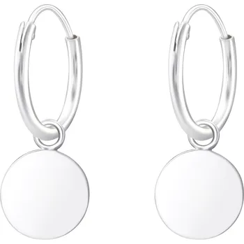 Náušnice Sylviene Stříbrné náušnice kroužky 12 mm s přívěskem Stříbrná