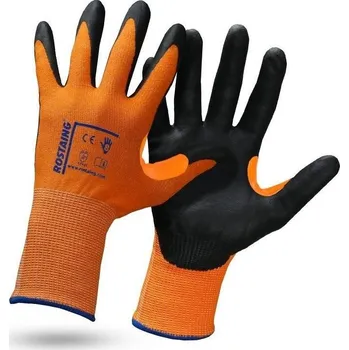 Pracovní rukavice RUKAVICE PROTIŘEZNÉ povrstvené nitrilem DURANIT PLUS oranžová-černá 12 (3XL)
