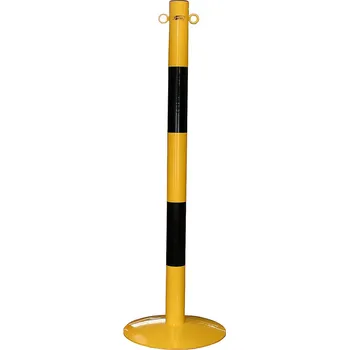parkovací zábrana Vymezovací sloupek na řetěz se žlutým šroubovacím podstavcem, žluto-černý