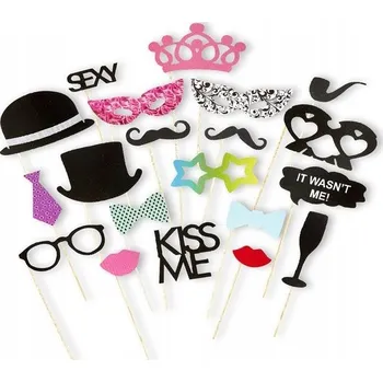 Karnevalový doplněk Sada rekvizit do fotokoutku svatební hostina svatba 20 ks