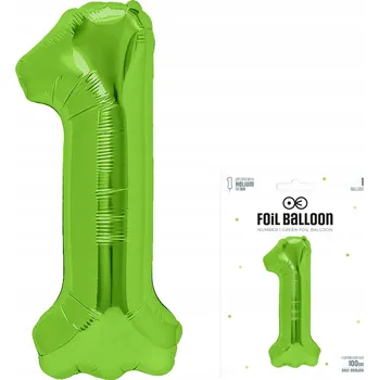 Balónek FÓLIOVÝ BALÓNEK ČÍSLICE 1 JEDNA VELKÁ ZELENÁ BALÓN NA HELIUM 100cm