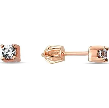 Náušnice Lillian Vassago Zlatá náušnice se zirkonem 2 mm, šroubkové zapínání, jeden kus LLV98-GER160Š/01 Barva zlata: Růžová
