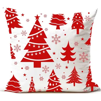 Povlak na dekorativní polštářek Písecké lůžkoviny povlak na polštářek 40x40 cm Vánoční les Červená