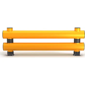 parkovací zábrana Protinárazový ochranný trámek z plastu, dvojitá laťka, š 2000 mm, žlutý